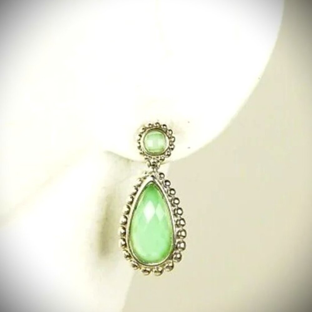 LAGOS Maya Sterling Silver 18K Gold Post Faceted Variscite Dangle Earrings